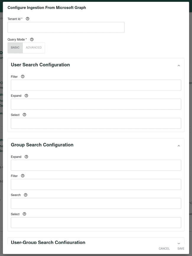 Microsoft Graph Configuration Dialog